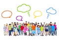 Large Group of Multiethnic Children With Speech Bubbles