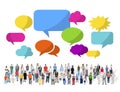 Large Group of Multiethnic People with Speech Bubbles Royalty Free Stock Photo