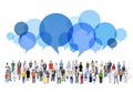 Large Group of Multiethnic People with Speech Bubbles