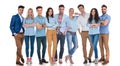 Large group of happy casual men and women standing Royalty Free Stock Photo