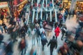 A large group of people bustling around a mall on Black Friday, shopping and browsing, Capture the chaotic energy of Black Friday Royalty Free Stock Photo