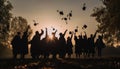 Large group of people celebrate graduation success generated by AI
