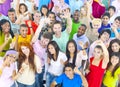 Large Group People Celebrating Enjoying Concept Royalty Free Stock Photo