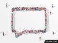 Large group of people in the chat bubble shape. Royalty Free Stock Photo