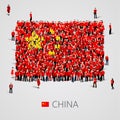 Large group of people in the China flag shape