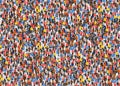 Large group of people crowded on white background. Royalty Free Stock Photo