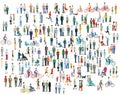 Large group of people and families on white background. illustration Royalty Free Stock Photo