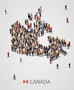 Large group of people in form of Canada map. Background for presentation.