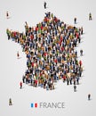 Large group of people in form of France map. Population of France or demographics template. Royalty Free Stock Photo