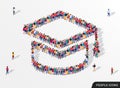Large group of people in the form of graduate cap. Education concept. Royalty Free Stock Photo