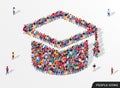 Large group of people in the form of graduate cap. Education concept. Royalty Free Stock Photo