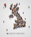 Large group of people in form of Great Britain map. United kingdom map. Background for presentation. Royalty Free Stock Photo