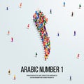 Large group of people form to create the number 1 or One in Arabic. People font or Number. Royalty Free Stock Photo