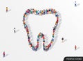 A large group of people in the form of tooth. Dental health concept.