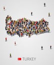 Large group of people in form of Turkey map. Background for presentation. Royalty Free Stock Photo