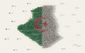 Large group of people forming Algeria map and national flag in social media and community concept on white background. 3d sign Royalty Free Stock Photo