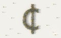 Large group of people forming cent from USD dollar currency. Money symbol in business, social media and community concept on white Royalty Free Stock Photo