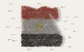 Large group of people forming Egypt map and national flag in social media and communication concept on white background. 3d sign Royalty Free Stock Photo