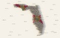 Large group of people forming Florida flag map in The United States of America in social media and community concept on white Royalty Free Stock Photo