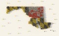 Large group of people forming Maryland flag map in The United States of America in social media and community concept on white