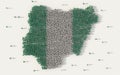 Large group of people forming Nigeria map and national flag in social media and communication concept on white background. 3d sign