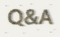 Large group of people forming Q&A or question answer lettering text in social media and community concept on white background. 3d Royalty Free Stock Photo