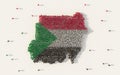 Large group of people forming Sudan map and national flag in social media and community concept on white background. 3d sign Royalty Free Stock Photo