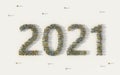 Large group of people forming 2021 text number for happy new year day on holiday in social media and community concept on white