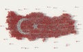 Large group of people forming Turkey map and national flag in social media and communication concept on white background. 3d sign Royalty Free Stock Photo