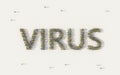 Large group of people forming Virus lettering text in social media and community concept on white background. 3d sign of crowd Royalty Free Stock Photo
