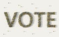 Large group of people forming Vote lettering text in social media and community concept on white background. 3d sign of crowd