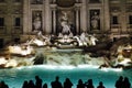 Large group of people in front of the Fontana di Trevi in the night on Roma, Italy. 2015.12.02.