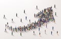 Large group of people gathered together as an arrow symbol. People crowd concept. Vector Royalty Free Stock Photo