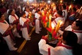 Crowd Holding Candles in Procession. Generative Ai