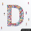 Large group of people in letter D form. Human alphabet.