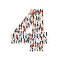 Large group of people in number 4 four form Royalty Free Stock Photo