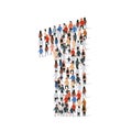 Large group of people in number 1 one form Royalty Free Stock Photo