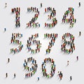 Large group of people in number set form. Royalty Free Stock Photo