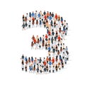 Large group of people in number 3 three form Royalty Free Stock Photo