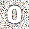 Large group of people in number 0 zero form. Royalty Free Stock Photo