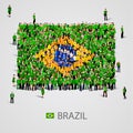 Large group of people in the Brazil flag shape