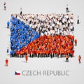 Large group of people in the shape of Czech flag. Czech Republic.