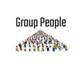 Large group of people in the shape of a grossing arrow, Way to success bussiness concept.