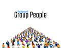 Large group of people in the shape of a grossing arrow, Way to success bussiness concept. Royalty Free Stock Photo