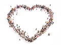 Large group of people in the shape of a heart.