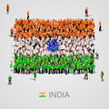 Large group of people in the India flag shape