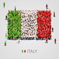 Large group of people in the Italy flag shape