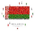 A large group of people are standing in green, white and red robes, symbolizing the flag of Belarus
