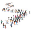 Large group of people standing in line, flat vector illustration. People crowd gathering. Royalty Free Stock Photo