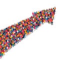 A large group of people are standing in the shape of a large arrow. Crowd. The concept of promotion, enhancement, direction Royalty Free Stock Photo